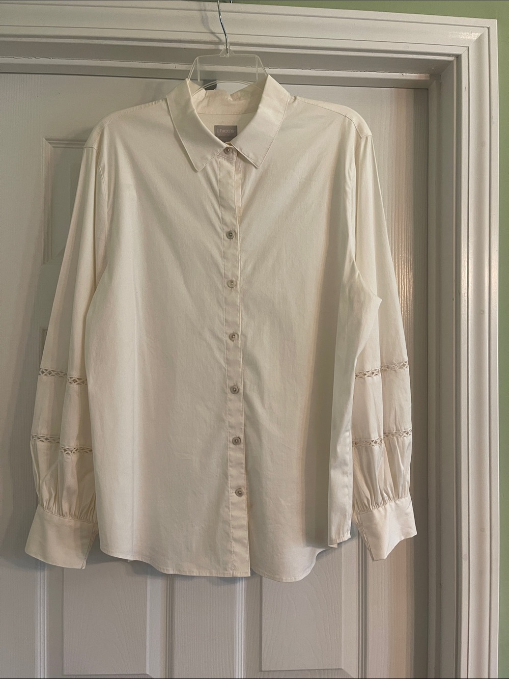 Chico's Chic Stretch Feminine Button Down Shirt Blouse-Sz XL